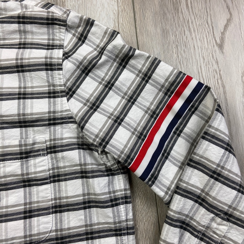 Thom Browne Shirt Mens Size XS Gray White Check Button Up Long Sleeve Men - Picture 4 of 11